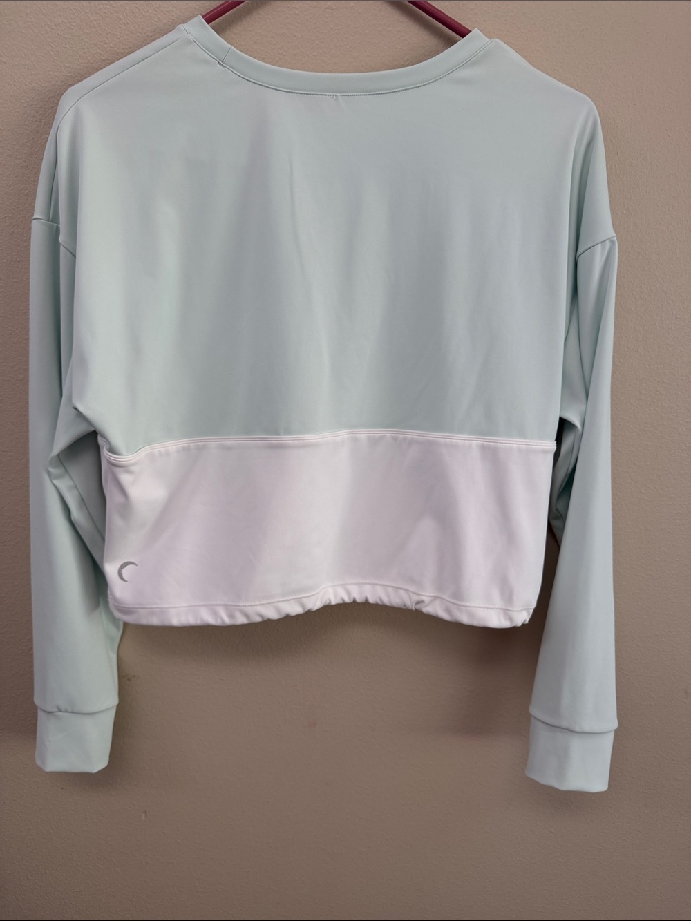 Cropped Two-Tone Pullover Hoodie in Mint and White